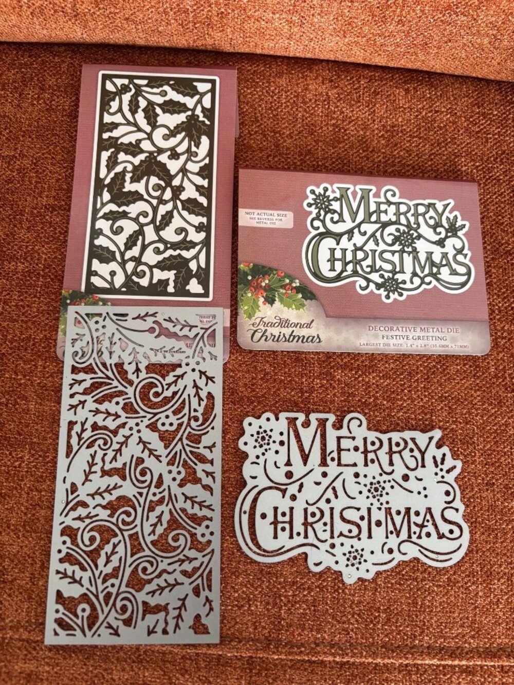 Traditional Christmas Decorative Metal Dies Set - Entwined Holly & Festive